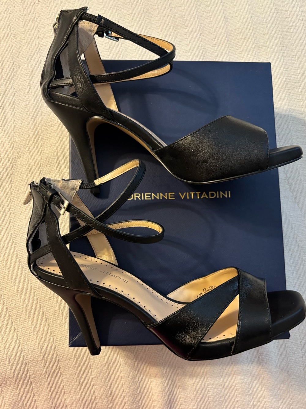 Adrienne Vittadini Black Strappy High Heel Sandals Size 9.5, NEVER BEEN WORN